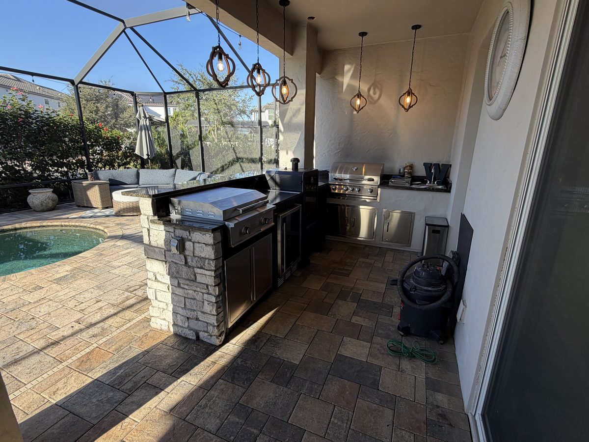 Poolside Stone Outdoor Kitchen